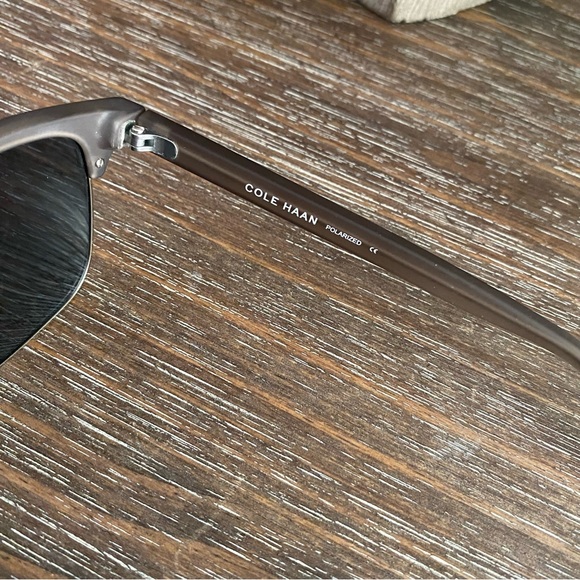 Cole Haan Mens Polarized Sunglasses Partial Frame Matte Grey Accessories - Picture 9 of 15